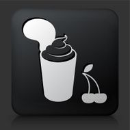 Black Square Button with Cherry &amp; Milkshake Icon