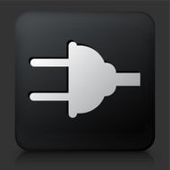 Black Square Button with Electric Plug