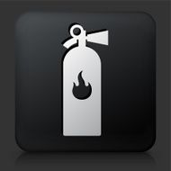 Black Square Button with Fire Extinguisher Icon