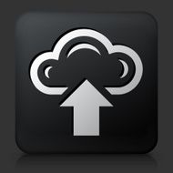 Black Square Button with Upload Cloud Icon