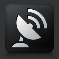 Black Square Button with Satellite Icon
