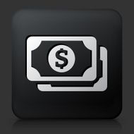 Black Square Button with Cash Money Icon