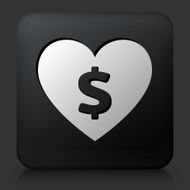 Black Square Button with Love Money Icon