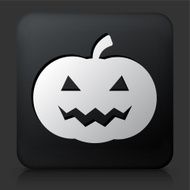 Black Square Button with Halloween Pumpking Face