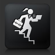 Black Square Button with Working and Traveling Icon N2