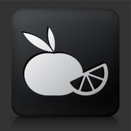 Black Square Button with Tangerine