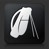 Black Square Button with Golf Equipment Bag