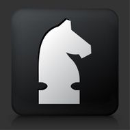 Black Square Button with Knight Chess Icon