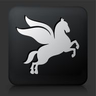 Black Square Button with Pegasus