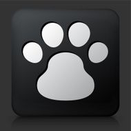 Black Square Button with Dog Paw Icon