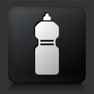 Black Square Button with Fitness Bottle Icon