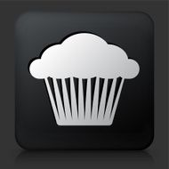 Black Square Button with Muffin Icon