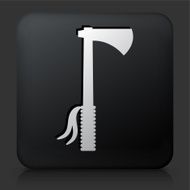 Black Square Button with Tomahawk Icon