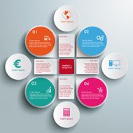 Infographic Colored Drops Cross Rectangles 4 Circles