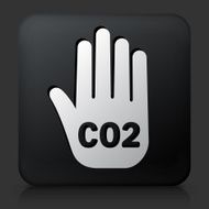 Black Square Button with CO2 Handprint Icon N2