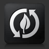 Black Square Button with Leaf Recycle Icon
