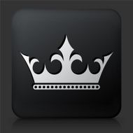 Black Square Button with Crown Icon N23