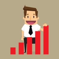 businessman hold bar chart