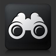Black Square Button with Binoculars Icon