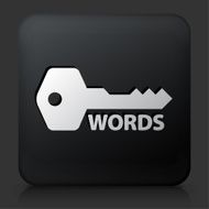 Black Square Button with Keywords Icon