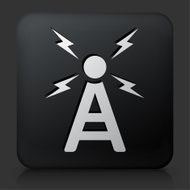 Black Square Button with Radio Antenna Icon