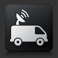 Black Square Button with Satellite Truck Icon