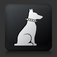 Black Square Button with Guard Dog Icon