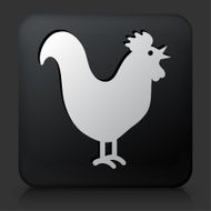 Black Square Button with Rooster Icon