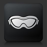 Black Square Button with Sport Goggles