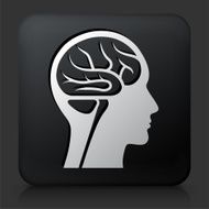 Black Square Button with Brain Scan