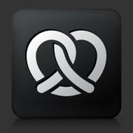 Black Square Button with Pretzel Icon