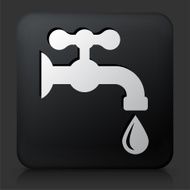 Black Square Button with Water Faucet Icon