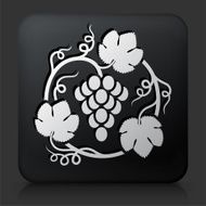 Black Square Button with Grapes in Vines