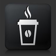 Black Square Button with Steamy Coffee Cup Icon N2