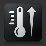 Black Square Button with Hot Thermometer Icon