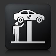 Black Square Button with Car Check Icon N2