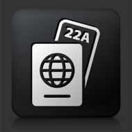 Black Square Button with Passport &amp; Ticket