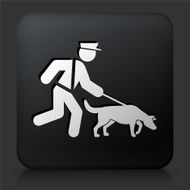 Black Square Button with K9 Police Dog N2