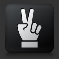 Black Square Button with Peace Sign Icon N3