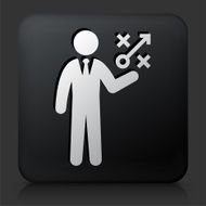 Black Square Button with Businessman &amp; Game Plan