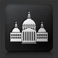 Black Square Button with Church Building Icon N11