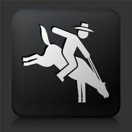 Black Square Button with Bull Riders Icon N2