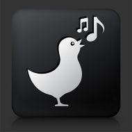 Black Square Button with Bird Singing N2