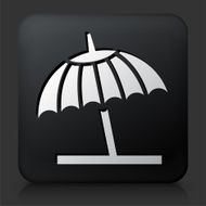 Black Square Button with Beach Umbrella