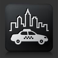 Black Square Button with City Taxi