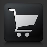 Black Square Button with Shopping Cart N5