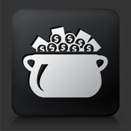 Black Square Button with Money Pot
