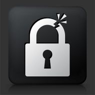Black Square Button with Clipped Lock Icon