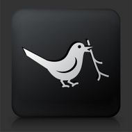 Black Square Button with Bird Icon N6