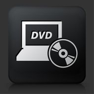 Black Square Button with DVD Laptop Icon